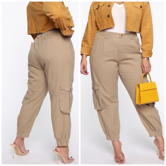 khaki joggers with belt loops